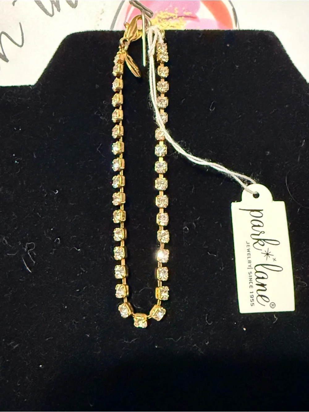 Park Lane Gold Crystal Tennis Bracelet with Clear Stones